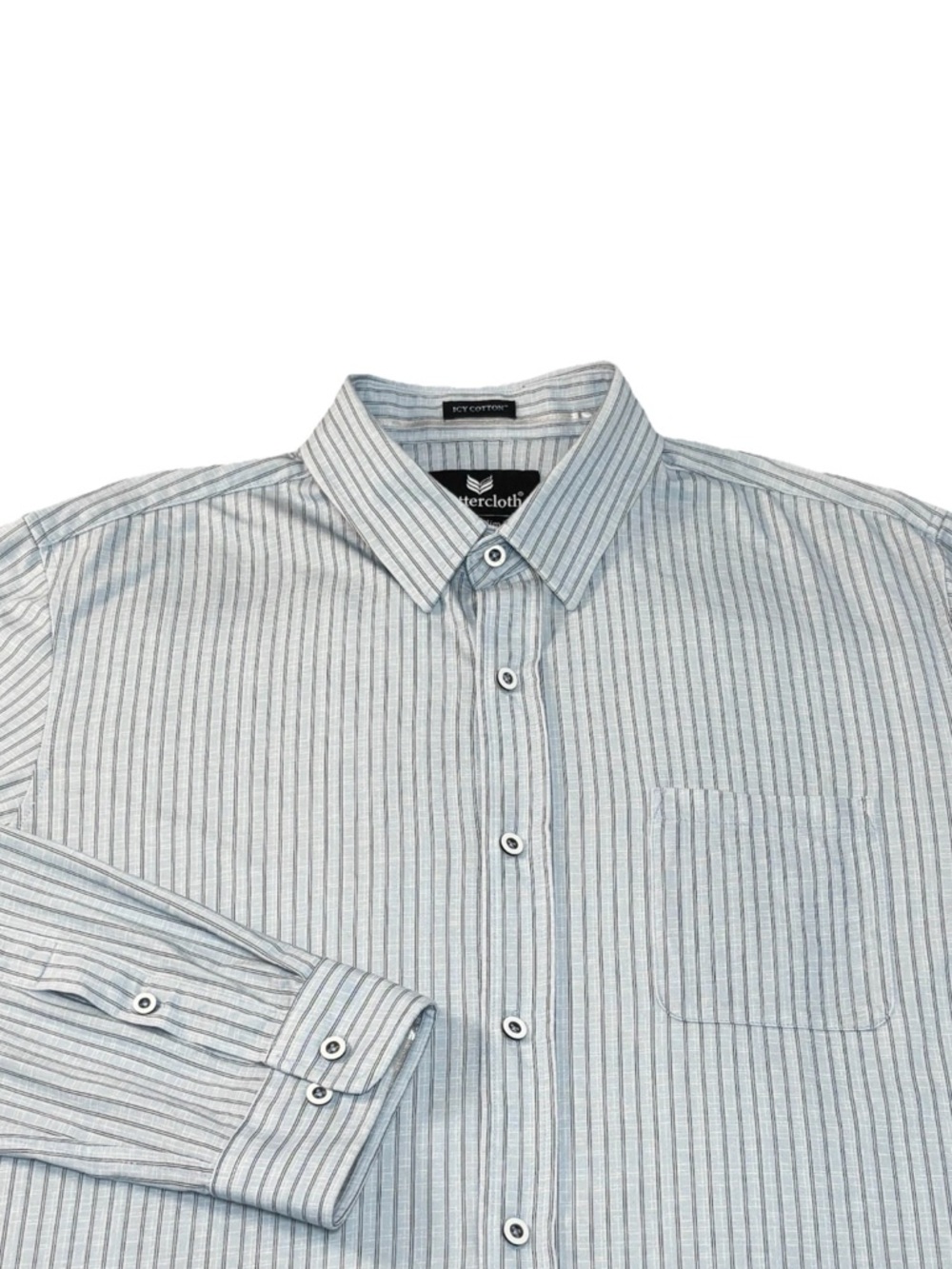 Buttercloth Button Up Shirt Icy Cotton Men’s‎ Xl Blue Striped Slim Fit
